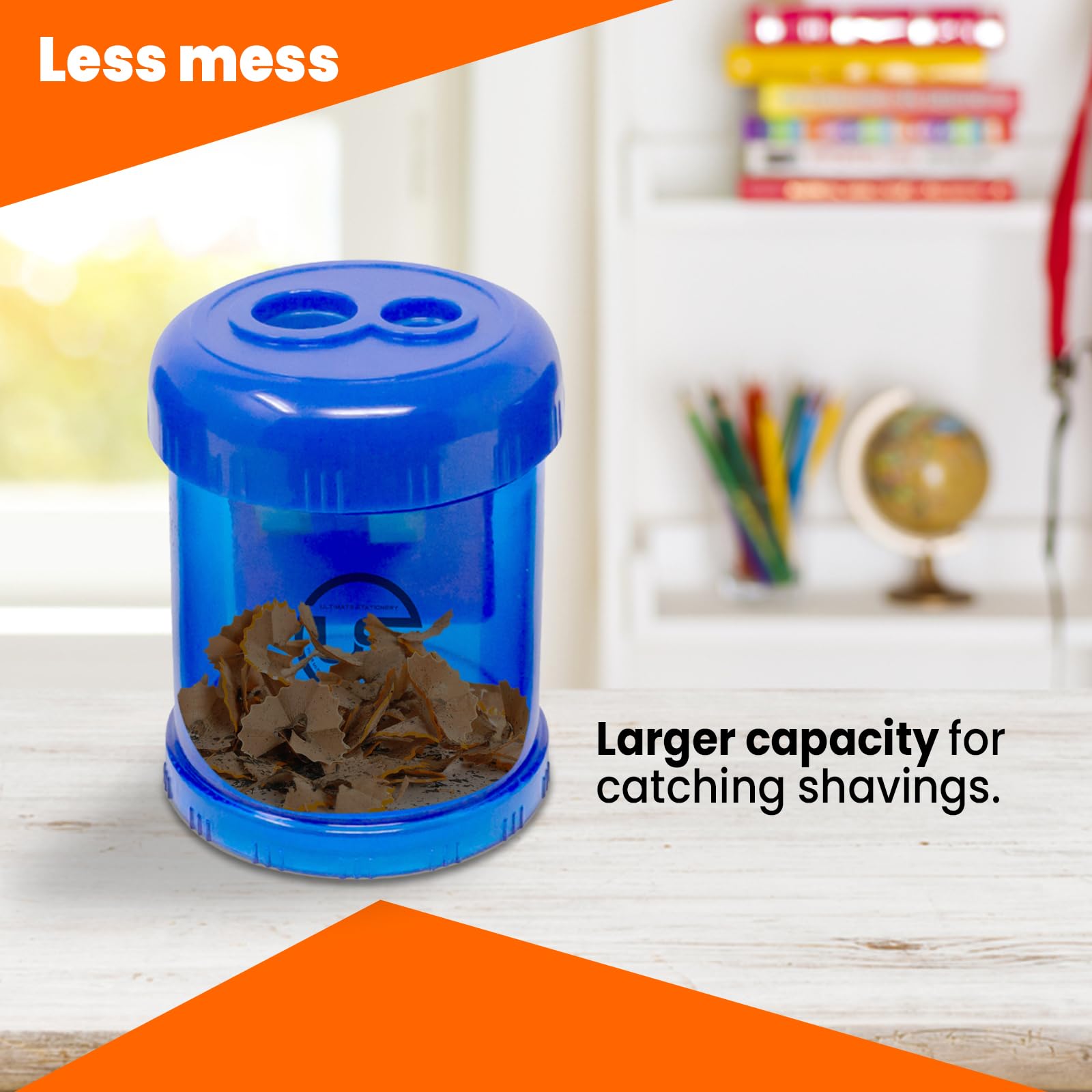 Pencil Sharpeners, 3 Pack Blue Dual Hole Sharpener with Receptacle Pencil Sharpener Manual Pencil Sharpeners for Regular and Oversized Pencils or Crayons