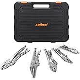 5-Piece Locking Pliers Tool Set with Case, 5", 7" & 10" Curved Jaw Vise Grip Pliers and 7" & 9" Long Nose Locking Clamp Plier