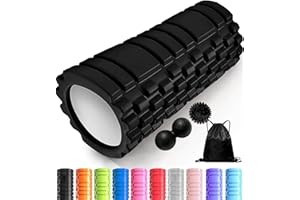 Foam Roller 4in1 Set Includes Hollow Core Massage Roller,Peanut Ball,Spiky Ball,Storage Bag,for Deep Tissue Massage, Pain Rel