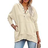 PRETTYGARDEN Women's Casual Long Sleeve Lapel Zipper Sweatshirt Drawstring Loose Pullover Tops