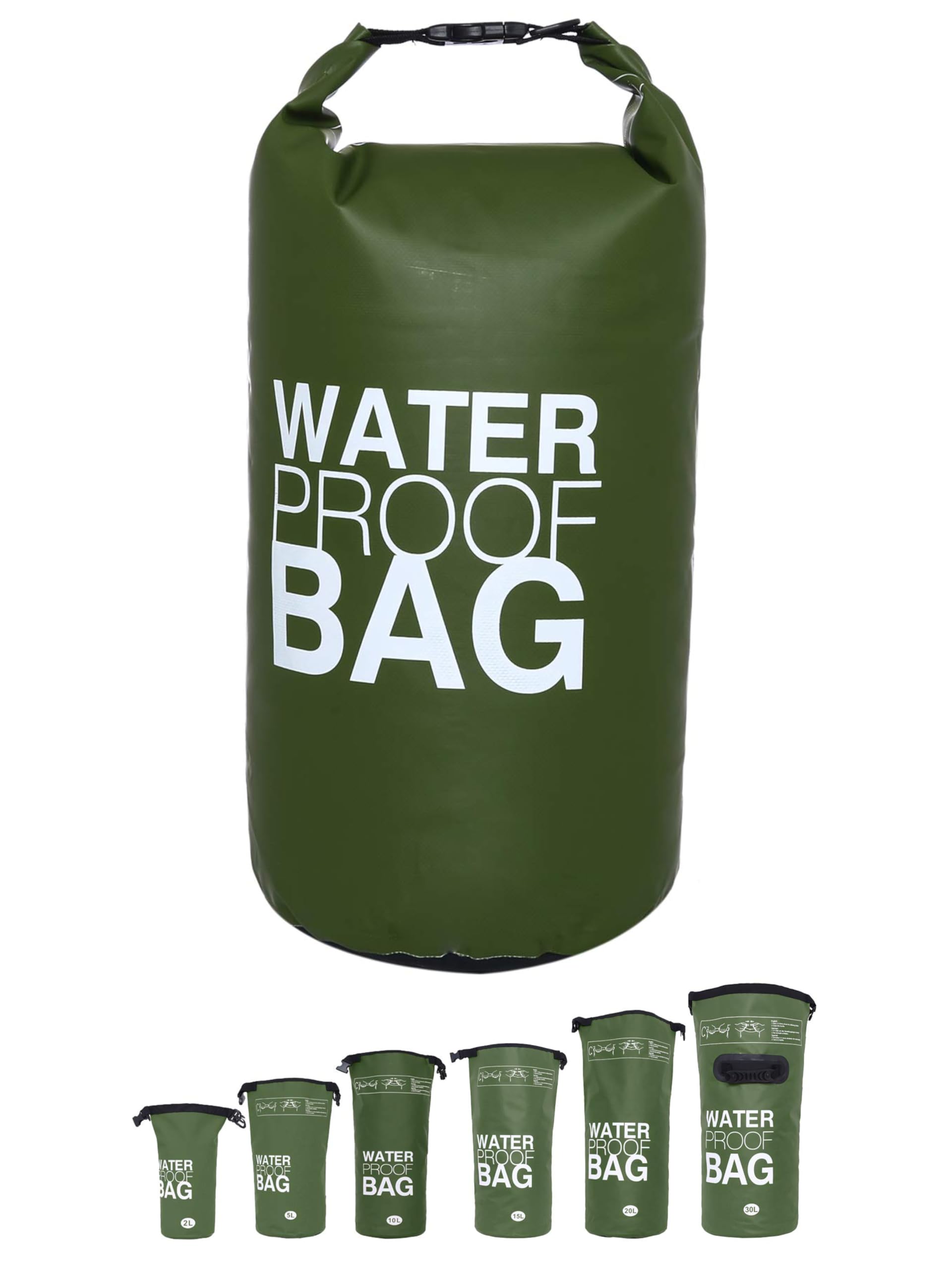 DonDon Waterproof Bag Drybag Storage Bag for Your valuables with Adjustable Shoulder Strap Olive 2 litres — image 1