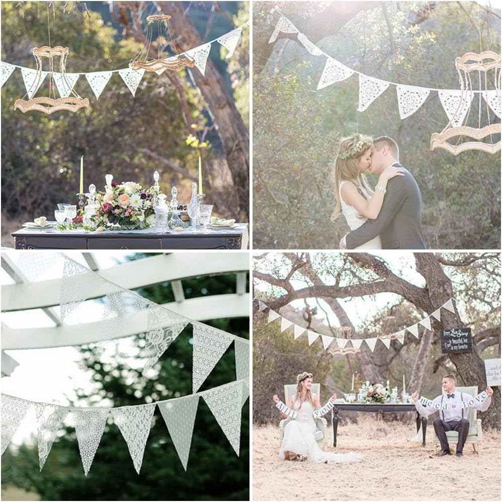 G2PLUS White Lace Wedding Decoration - 3.3M Lace Fabric Bunting - 12PCS for Wedding & Birthday Parties - Image 4