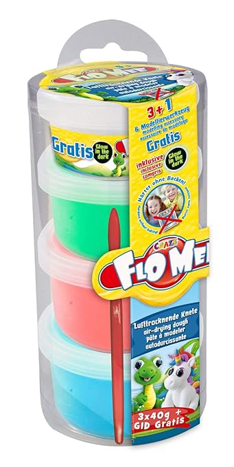 CRAZE FLO MEE + CLOUD SLIME Modellier-Masse Kugelknete buntfarben neon metallic Knete