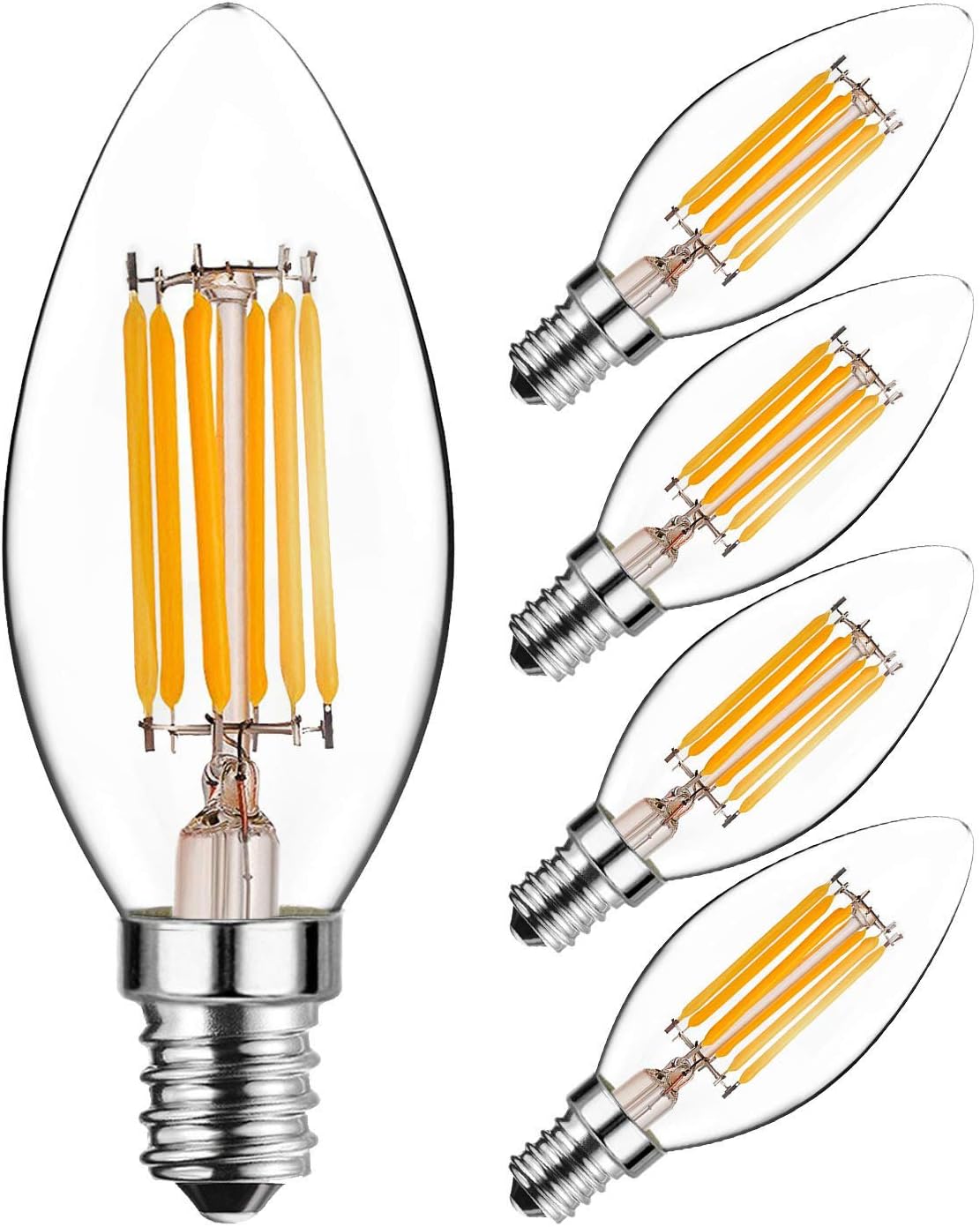 C35 E14 LED Candle Bulbs 6W, 60W Incandescent Bulbs Equivalent, 2700K