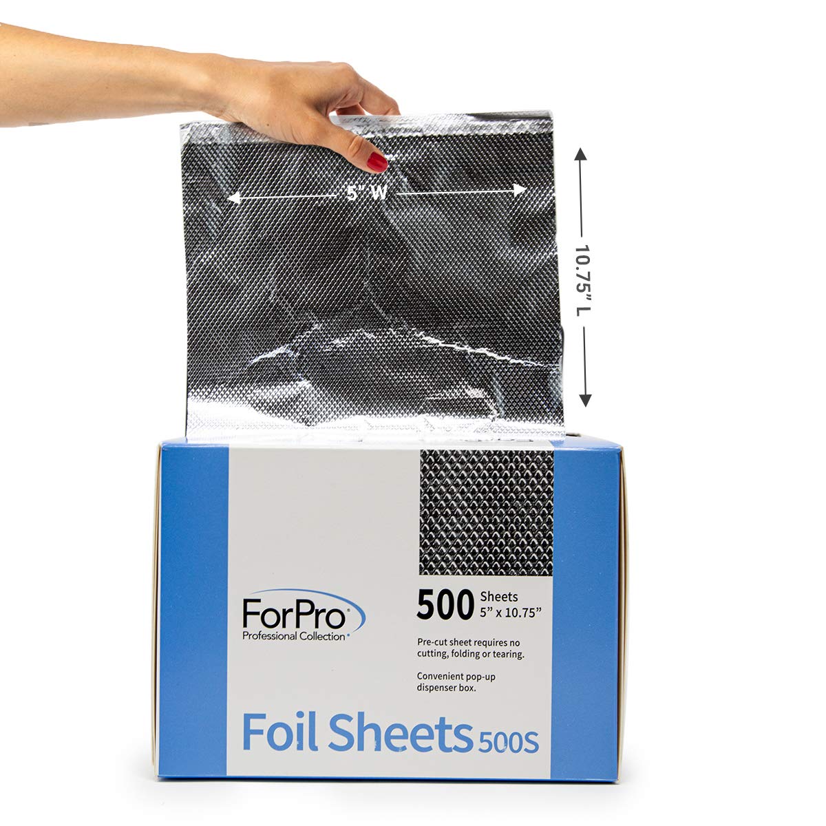 ForPro Embossed Foil Sheets 500S, Aluminum Foil, Pop-Up Dispenser, for Hair Color Application and Highlighting Services, Food Safe, 5” W x 10.75” L, 500-Count : Beauty