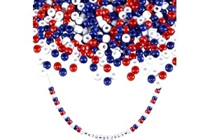 Efivs Arts 4th of July Beaded Ornament,1000 Pcs Pony Beads Plastic Craft Beads for Independence Day Party Friendship Bracelet Jewelry Necklace Making Crafts