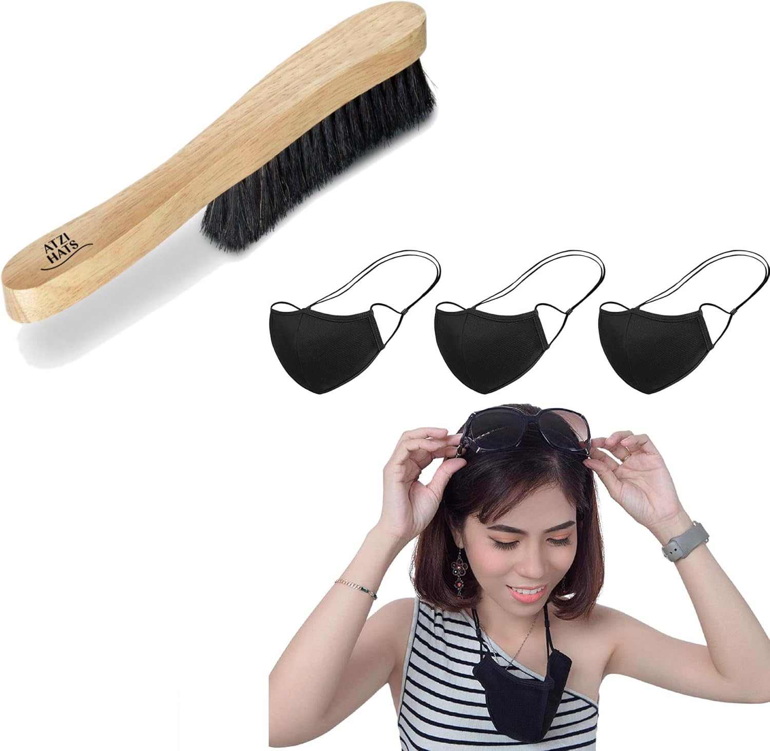 Atzi Hats Hat Brush and 3 Pack Adult Size with Necklace