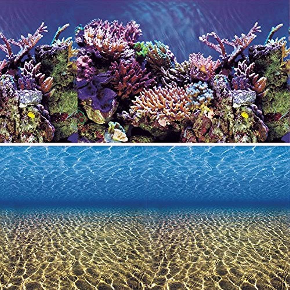 VepotekAquarium Background Ocean Seabed /Coral Reef Double sides (60WX24H)