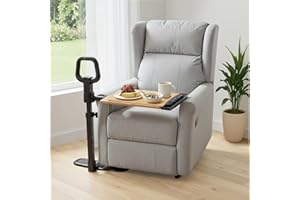 PELEGON Tray Table, 360° Swivel Table for Recliner, Adjustable Height with X-Large Table for Eating and Laptop, TV Trays for Couches & Chairs with Ergonomic Stand Assist Safety Handle for Elderly