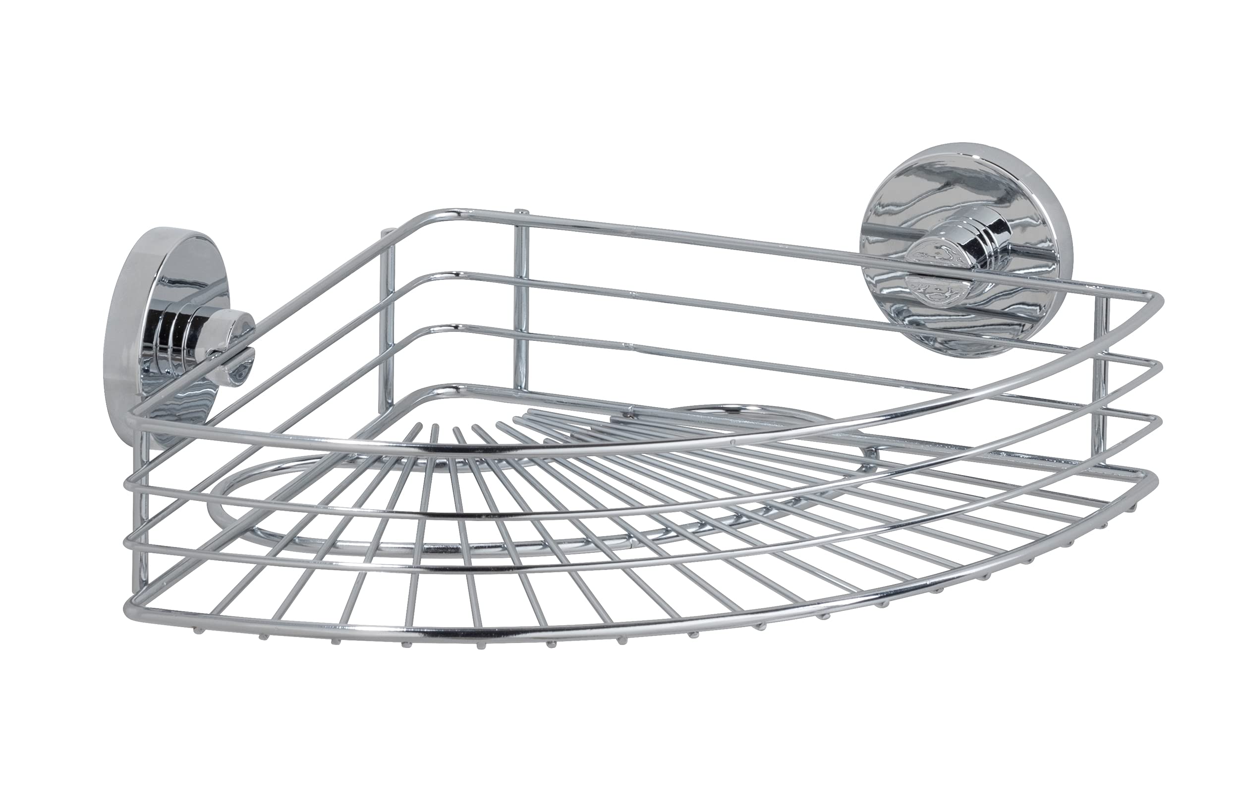 WENKO 20887100 Vacuum-Loc® corner shelf Bari - fixing without drilling, Steel, 31.5 x 8.5 x 22 cm, Chrome