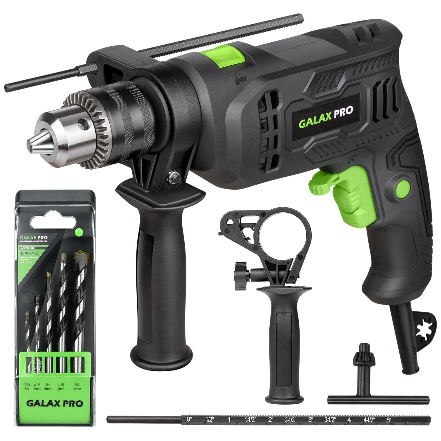 GALAX PRO Hammer Drill, 600W Electic Corded Drill, 13mm Metal Chuck, 0-3000RPM, Powerful Variable Speed for Drilling in Wood, Soft Metals