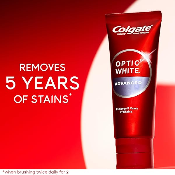 COLGATE OPTIC WHITE ADVANCED TEETH WHITENING TOOTHPASTE, 2% HYDROGEN PEROXIDE TOOTHPASTE, ICY FRESH, 4.5 OZ, 2 PACK
