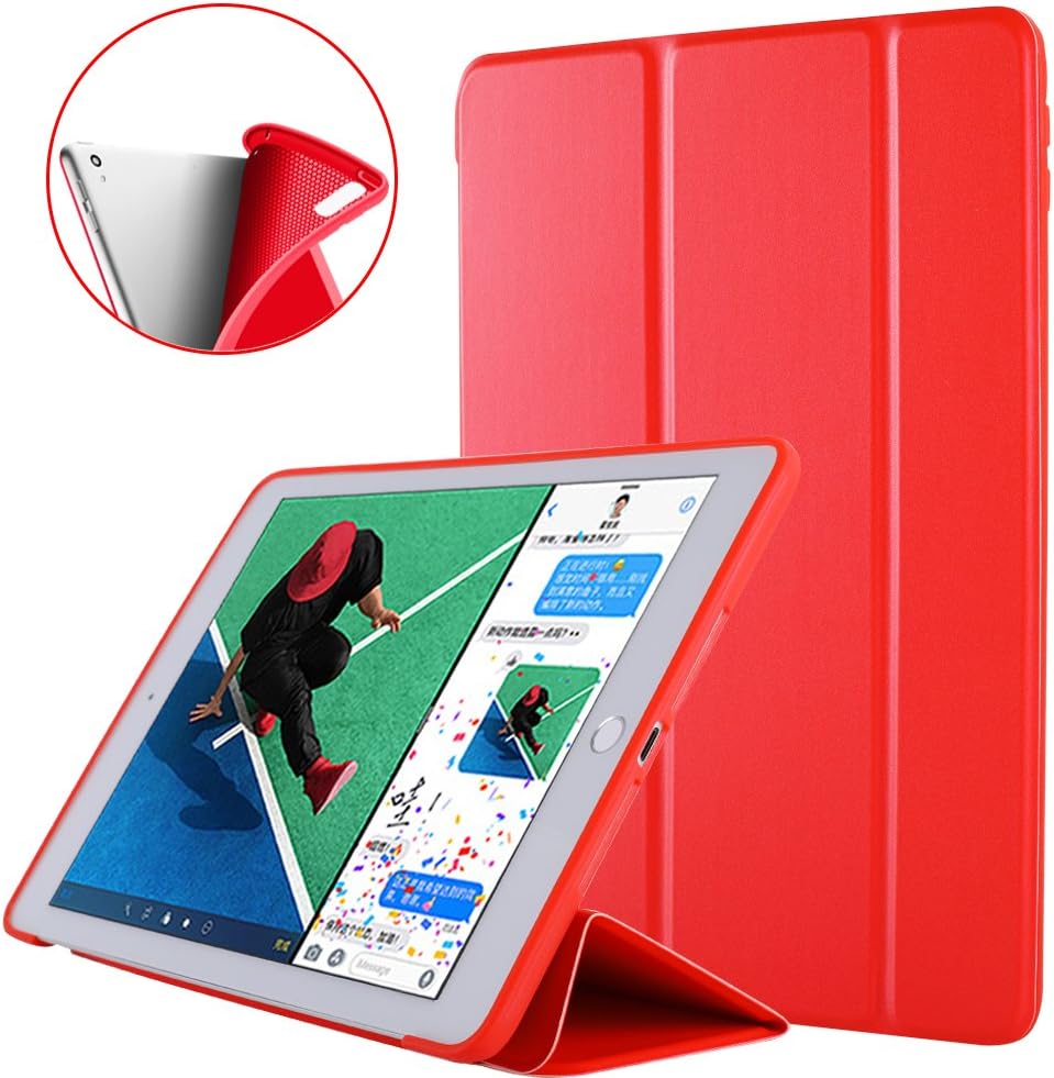 Kenke iPad Pro 10.5 Trifold Smart Case Silicone Soft TPU [Auto Sleep/Wake] with Ultra Slim Back Cover for Apple iPad Pro 10.5-inch Case (Red)