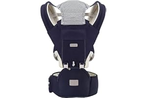Baby Carrier with Hip Seat, YIYUNBEBE 6-in-1Baby Carrier Newborn to Toddler, Adjustable Detachable Infant Baby Holder Carrier for 7-44lbs, All Seasons Dark Blue