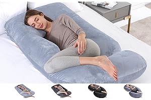 yoyomax U-Shaped Pregnancy Pillows, Memory Foam Pregnancy Pillow Full Body Maternity Pillow with Removable Cover,57 Inch , Pregnancy Pillows for Sleeping-Lakeblue