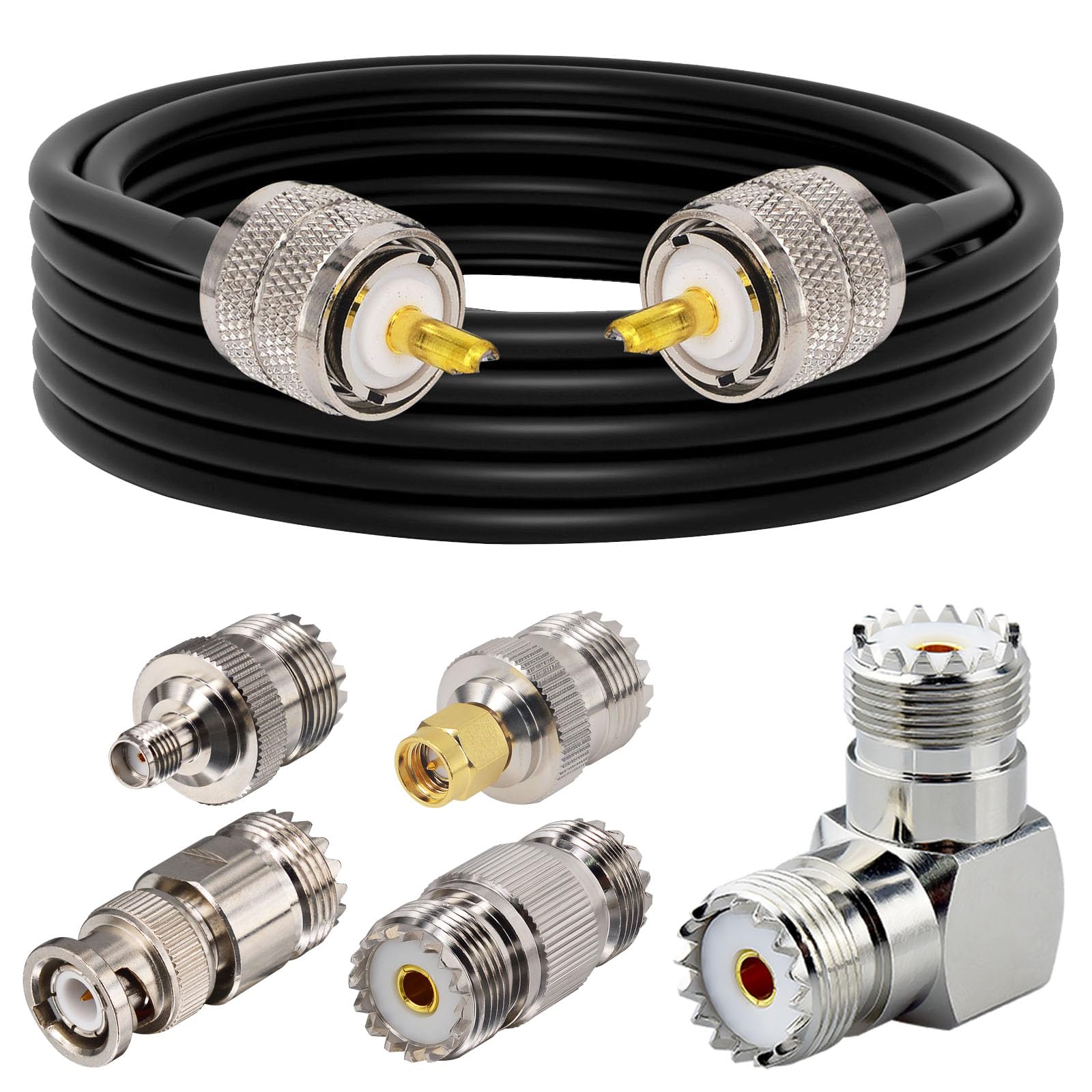 YILIANDUO 5M Coax RG58 UHF Male to Male Connector Cable Kit for CB VHF UHF Ham Radio PMR Wireless LAN Devices SWR Meter