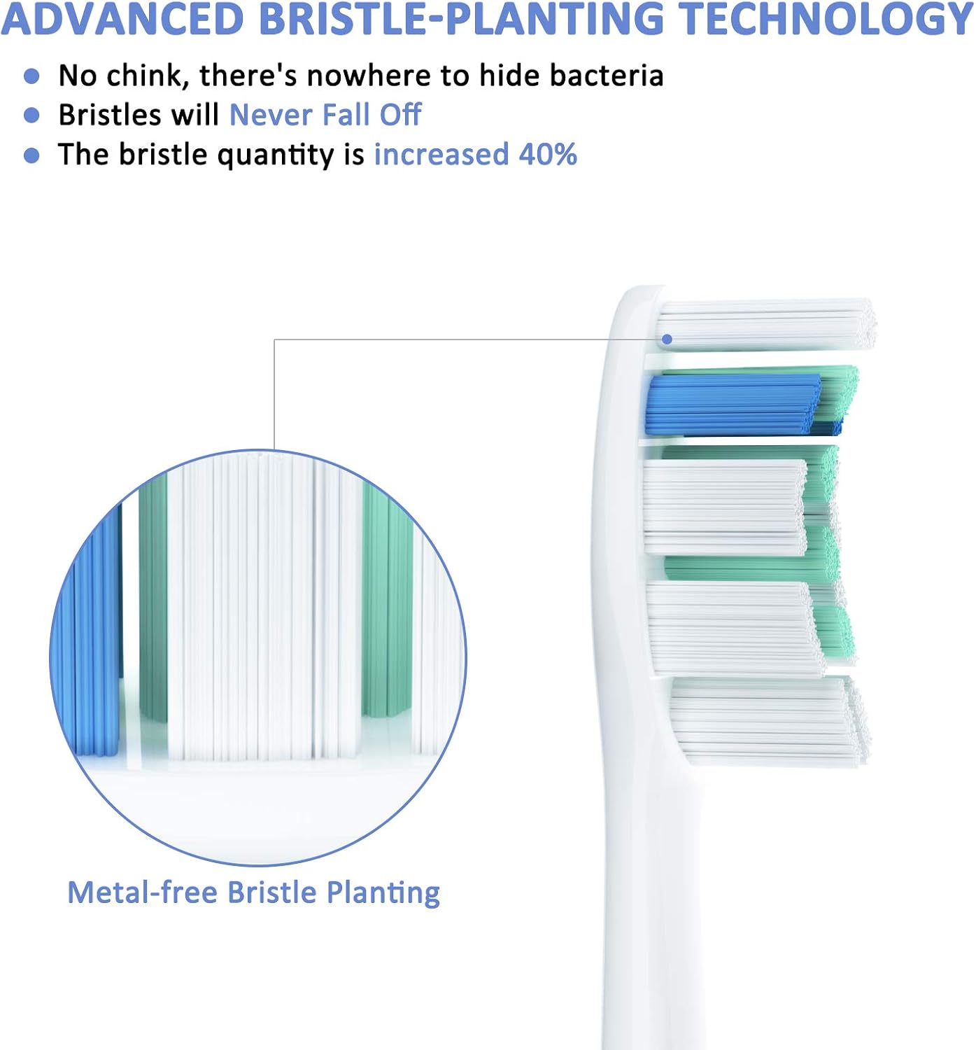 REDTRON Standard Toothbrush Heads Compatible with Philips Pro Results, 8 Pack Toothbrush Heads for FlexCare ProtectiveClean - Image 4