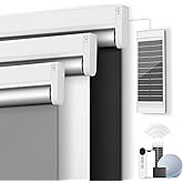 Motorized Blackout Smart Roller Blinds with Remote Control & Solar Panel - Automatic Electric Shades for Windows, Compatible 
