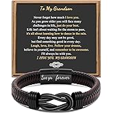 Gift for Men Infinity Bracelet for Men Dad Husband Boyfriend Son Grandson Brother Nephew Uncle Brown Braided Leather Forever Linked Together Stainless Steel Engraved with Love You Forever Jewelry 7.5|8.5|9 Inches