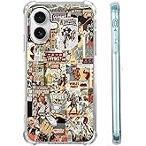hendicow Case for iPhone 16 with Superhero Design,Cartoon Comic Pop Culture Art Collage Pattern,Clear Soft TPU Bumper Case,6.1"(Hero,16)