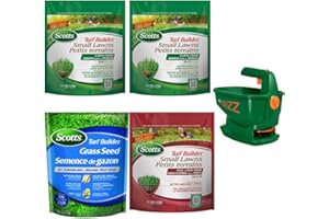 Scotts Small Lawn 5-Piece Kit | Grass Seed + Lawn Food + Fall Fertilizer + Battery Spreader | Ideal for 100 m² Yards - Spring
