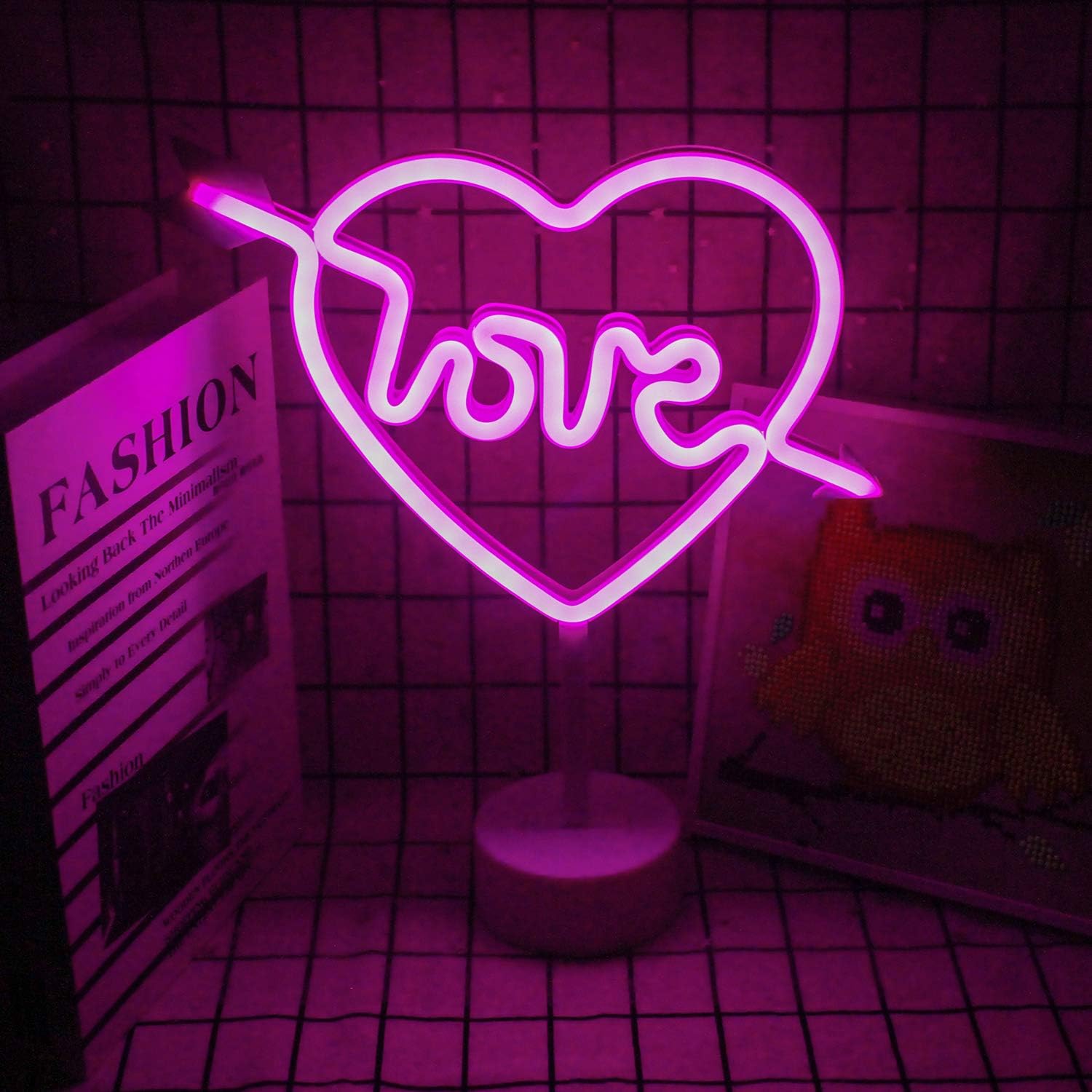 LED Cupid Neon Sign Light Pink Love in Heart Neon Night Light Lamp Bedroom Decorations Birthday Party Wedding Anniversary Valentine's Day New Year Gift USB & Battery Operated (Pink)…