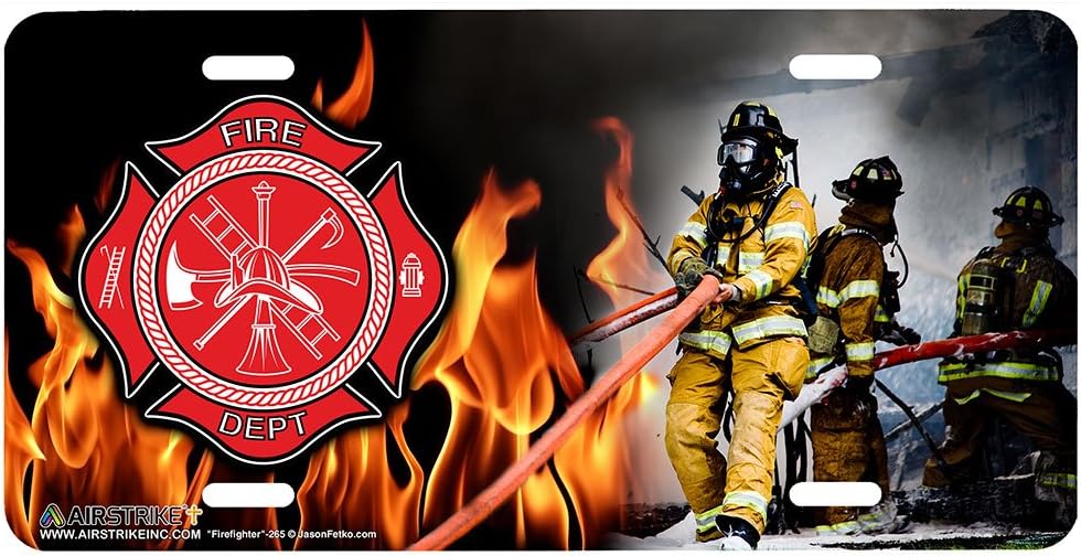 Airstrike Firefighter License Plate Firemen Front License