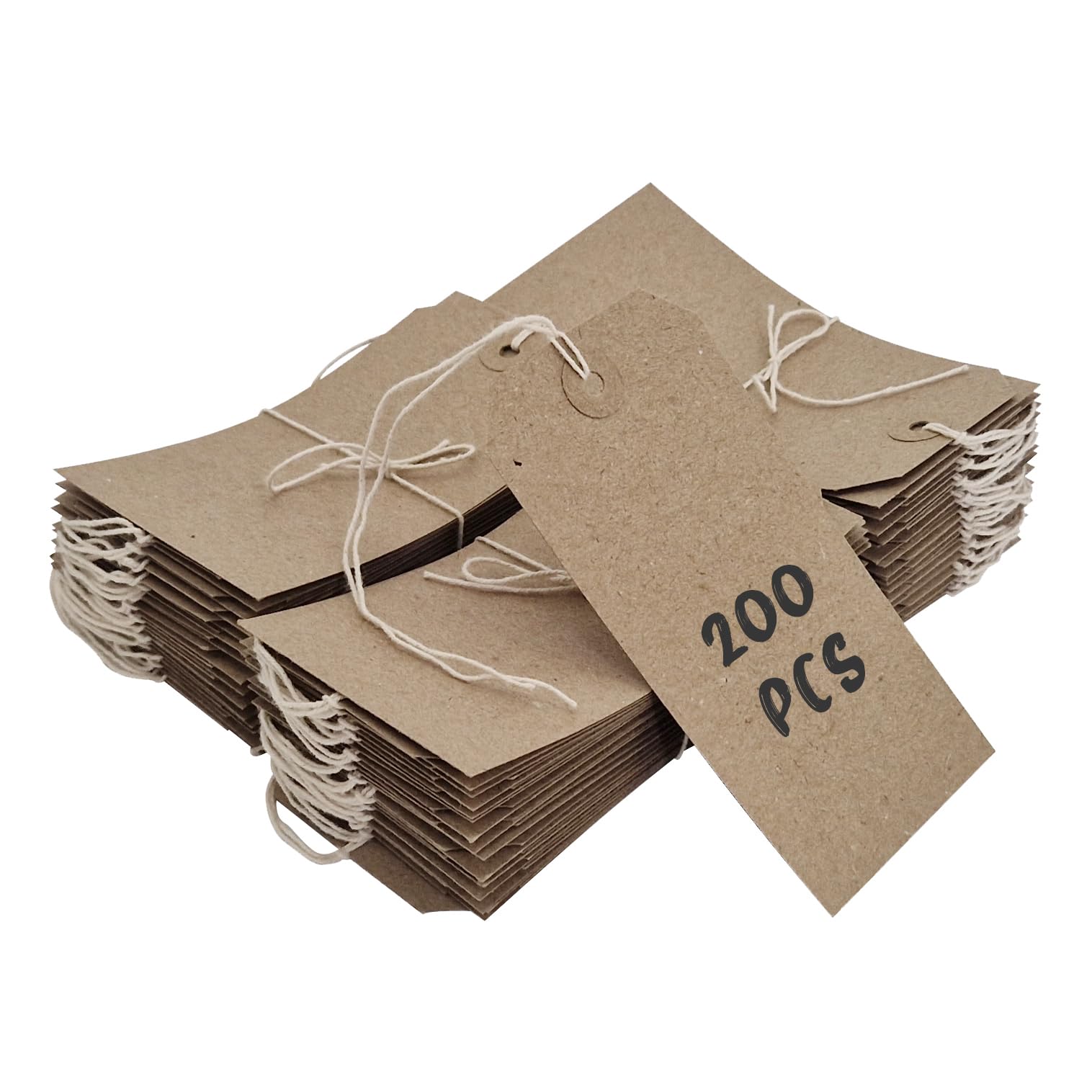 Swift Strung Tags Brown Reinforced Card Clothing Parcel Label String Hanging Gift Swing Tickets Kraft Hang Price Labelling 134mm x 67mm (Pack of 200)