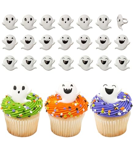 24 Stück Ghost Oh Baby Cupcake-Topper – Rosa Schleife Geist Deko Für Babyparty & Halloween