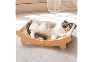 CHEERHOME PETS Sisal Cat Scratcher Bed for Indoor Cats Hammock for Scratching Pad Cat Chair Nartural Sisal Scratch Post for Large Cats Scratcher Lounge, Wooden Cat Furniture(Large)