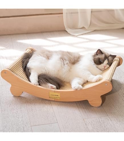 Griffoir Pour Chat Ovale 2 En 1 Avec Lit Intégré | 41x31x10 Cm, Sisal Et Carton | Antidérapant, Pour Appartement