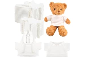 SWAKUTA 30 Pcs White Teddy Bear Clothes Blank Stuffed Animal Shirt Hoodie Sublimation Bear Clothing for 15 Inch Stuffed Bears Dolls DIY (Color Style 2)