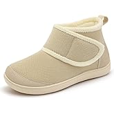 LeIsfIt Slipper Boots for Women Wide Warm House Shoes Non-slip Diabetic Winter Shoes Adjustable Bootie Slippers for Indoor & Outdoor