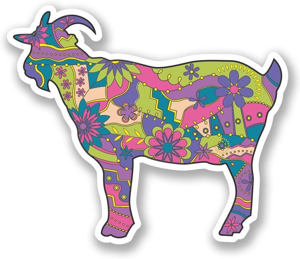 2 x 20cm/200mm Flowery Goat Vinyl Sticker Decal Laptop Travel Luggage Car iPad Sign