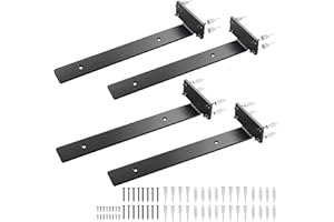 BATODA - 12" Floating Shelf Bracket (4 pcs) – Black Metal L Brackets - Hidden Brackets for Floating Wood Shelves - Blind Shelf Support - Shelving Mounting Hardware Included (Pack 4)