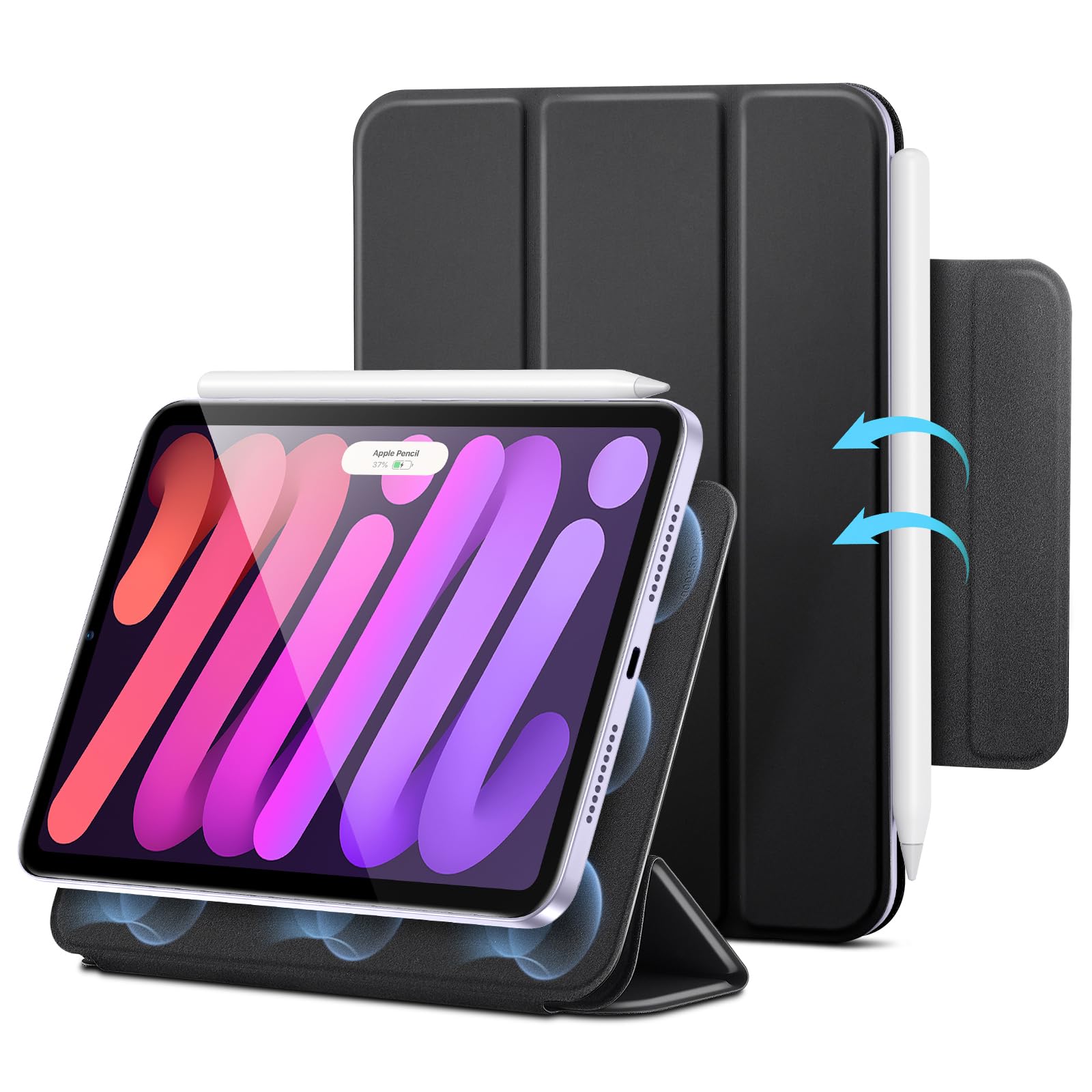 Photo 1 of ESR for iPad Mini 7 A17 Pro Case, iPad Mini 7th/6th Generation Case (2024/2021), Slim Trifold Two-Way Stand, Powerful Magnetic Attachment, Durable Protection, Supports Pencil Pro&Pencil(USB-C), Black