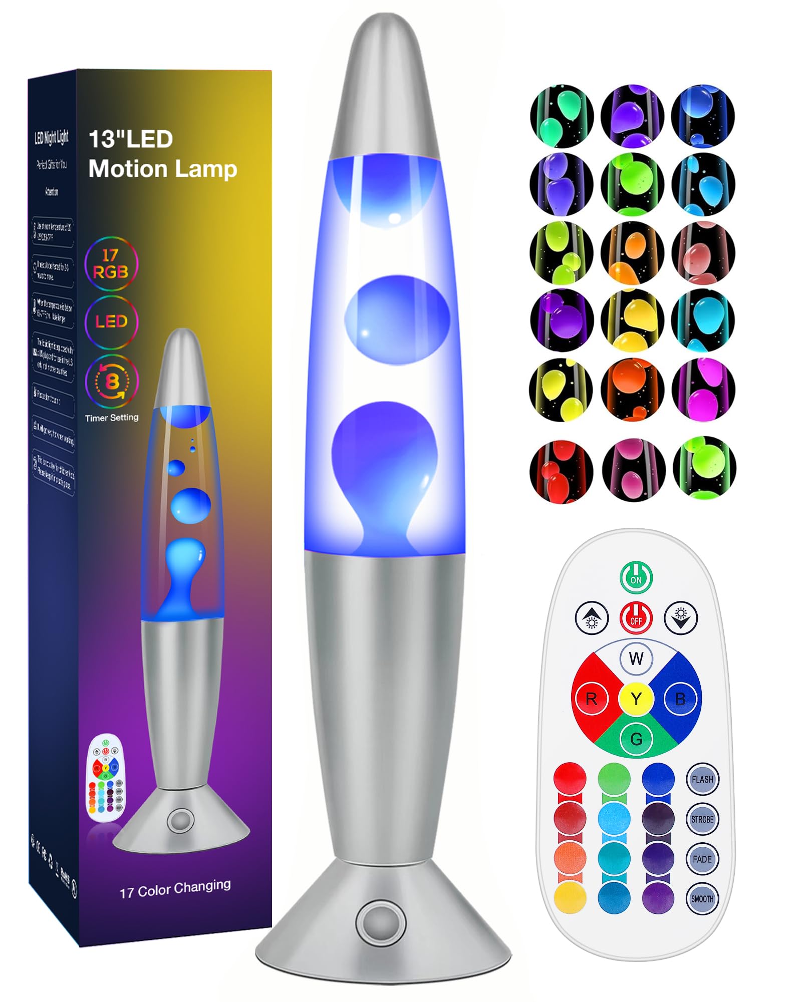 Photo 1 of 17 Colors Changing LED Liquid Motion Lamps with Remote - 13.5 Inch Liquid Night Light for Adults Teens, Relaxing Ambient Lighting for Home Décor, Valentine's Day Party Christmas Gifts for Women Men