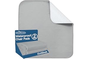SPRINGSPIRIT Waterproof Chair Pads for Incontinence Washable 22'' x 21'', 2 Pack Absorbent Seat Protector Pee Pads for Adults, Elderly, Kids, Toddler and Pets, Grey