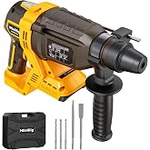 MtiolHig 1" SDS-Plus Cordless Rotary Hammer Drill 4-Mode 7-Speed | Compatible with Dewalt 20V Battery, 3J Impact Energy Brushless Motor, with 5-Piece Bit Set for Concrete Masonry, Tool Only