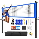 32ft Heavy Duty Portable Adjustable Volleyball Net Outdoor Beach | Set Aluminum Poles, Anti-Sag, Height Adjustable|Multiple Size| for backyard, beach, lawn play With Arm Sleeves
