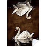 Qnhij Vintage Swan Kitchen Towels, Rustic Farmhouse Dish Tea Towels, Swan Bathroom Decor, Retro Elegant Animal Decorative Hand Towel for Bathroom, Animal Lovers Gifts, 16x24 Inch