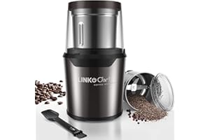 LINKchef Coffee Grinder Electric and Spice Grinder, Herb Grinder, Coffee Bean Grinder, Wet and Dry Grinder With 1 Removable Stainless Steel Bowl, Max 60g Capacity, 12 Cups Coffee, Black