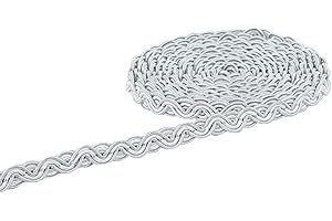 BEL AVENIR Braid Trim, 3/8 inch 10 Yards Fabric Trim, Polyester Fringe Trim for Sewing and Crafting, Costume DIY Crafts Home Decorative(Silver)