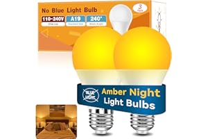 Neporal Amber Sleep Light Bulb – 1800K Blue Light Blocking LED Bulb, UL Listed, 9W Energy Saving Warm Night Light for Bedroom, Bedside, Kids Room, Relaxing Bedtime Use, 2 Pack