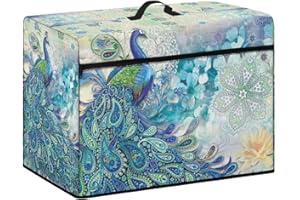 Psesaysky Peacock Sewing Machine Cover Protective Lightweight Sewing Machine Cover Dust Cover with Pockets Washable Soft Cover Simple for Storage
