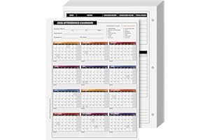 S SUPERFINE PRINTING 2026 Attendance Calendar – Great Employee Daily Attendance Work Tracker – Bright and Colorful, Printed on Durable and Thick 80lb Cover Cardstock – 3 Hole Punched – 8.5 x 11" – 25 Sheets per Pack