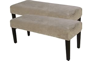 LUSHVIDA Velvet Dining Room Bench Covers - Soft Stretch Spandex Upholstered Bench Slipcover, Removable Washable Bench Seat Furniture Protector for Living Room and Kitchen, 2 Pack