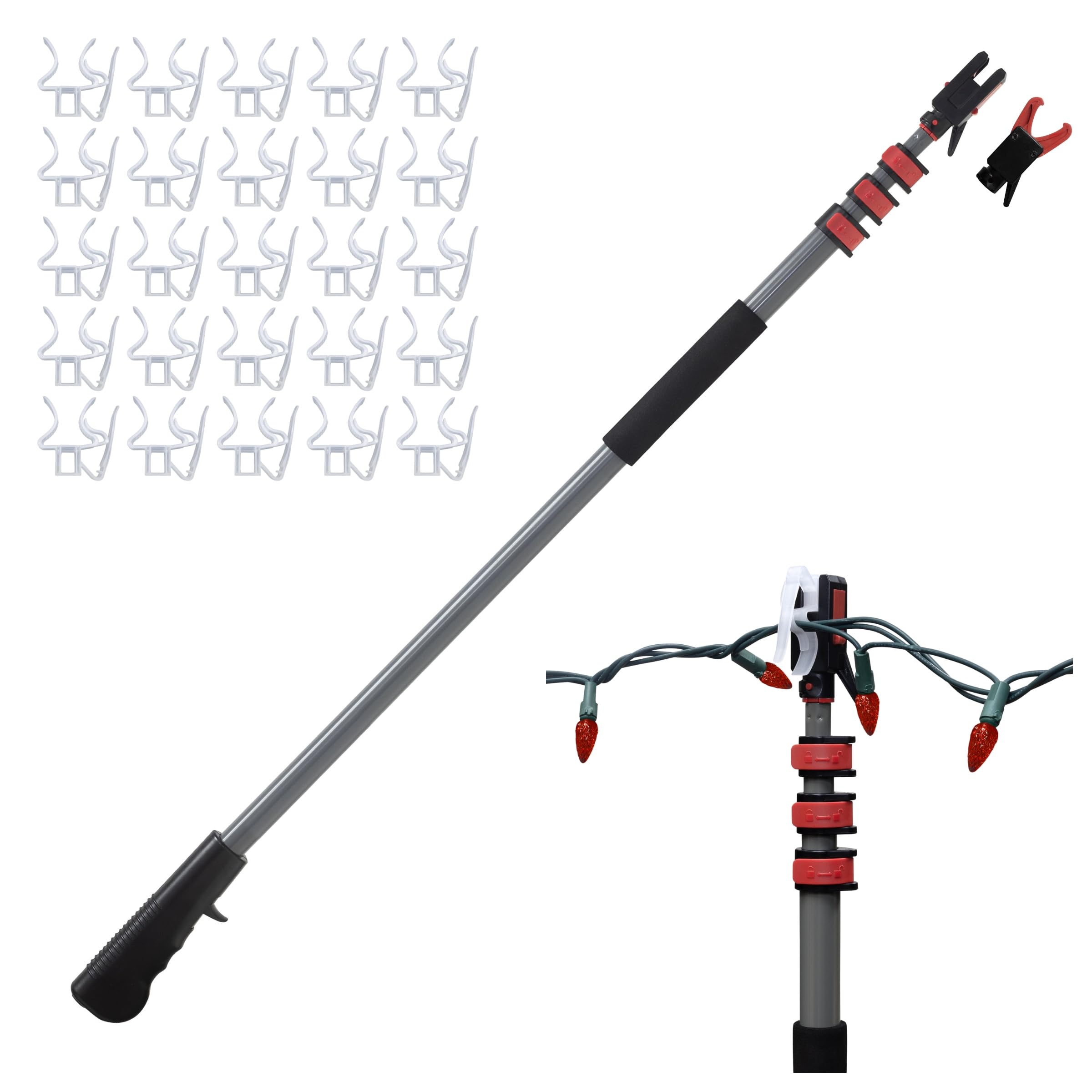 Photo 1 of *** Pole is bent so you can’t extend it***Ultra XT Dual Head Telescoping Pole | Extension Pole for Hanging & Removing String Lights, Christmas Lights & Decorations, 11ft Reach with Gutter, Shingle & Eave Compatibility, Includes 25 Light Clips*** Pole is b