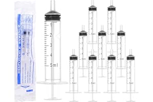 BEICOK 10 Pack 5ml Syringe without Needle for Liquid Measurement Tools Individually Sealed Package for Scientific Labs,Feeding Small Animals,Watering,Dispensing,Applicator