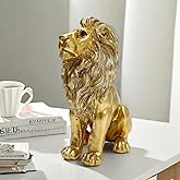 Dwysswyd Gold Resin Lion Figurine, Decorative Sculpture
